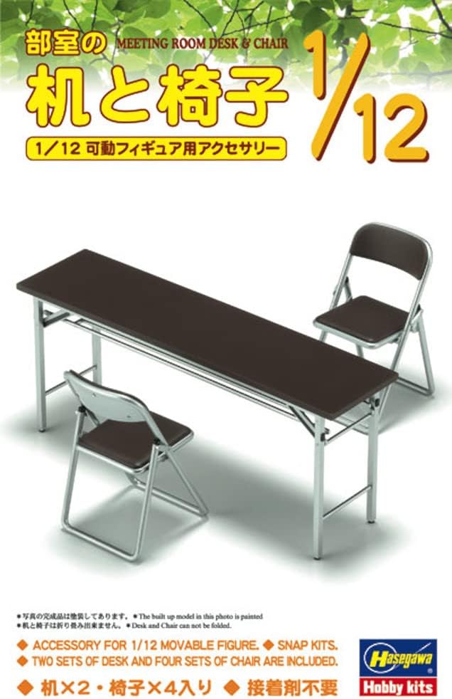 Model Kit HASEGAWA 1/12 Meeting Room Desk and Chair 62002 FA02 JAPAN, Unassembled