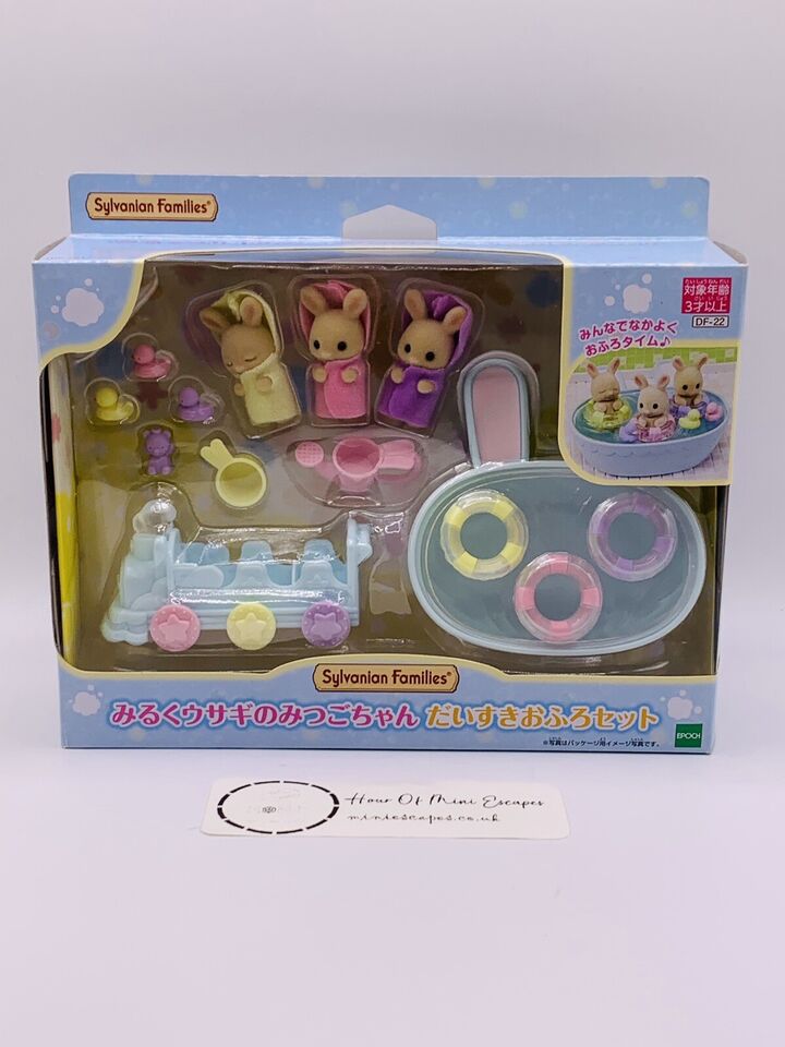 Sylvanian Families DF-22 Milk Rabbit Triplets Baby I Love Bath Daisuki Set
