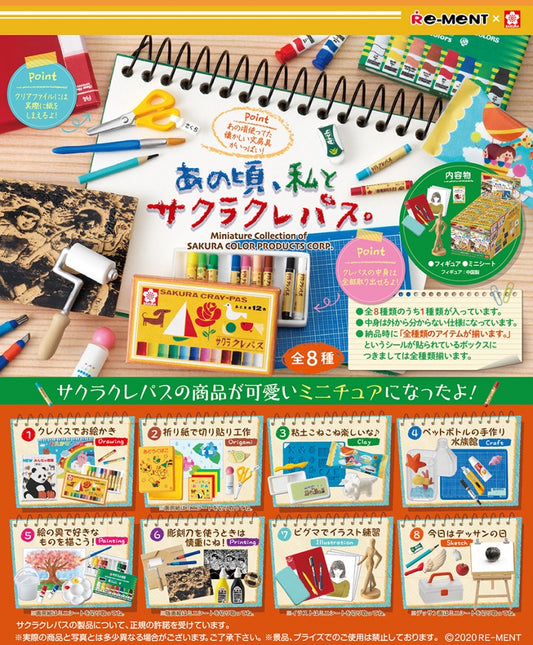 RE-MENT Company Collaboration Miniature Collection of SAKURA COLOR PRODUCTS CORP. / あの頃、私とサクラクレパス。